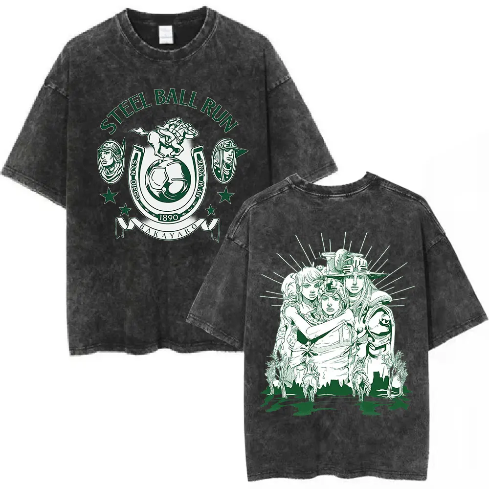 Vintage Washed Jojo Bizarre Adventure STEEL BALL RUN PTTT0804 T-shirts