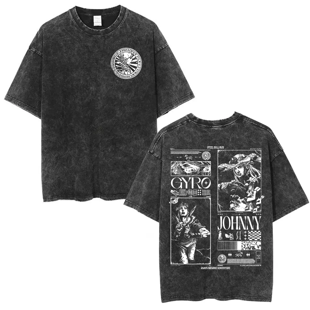 Jojo Bizarre Adventure STEEL BALL RUN PTTT0704 Washed T-shirts