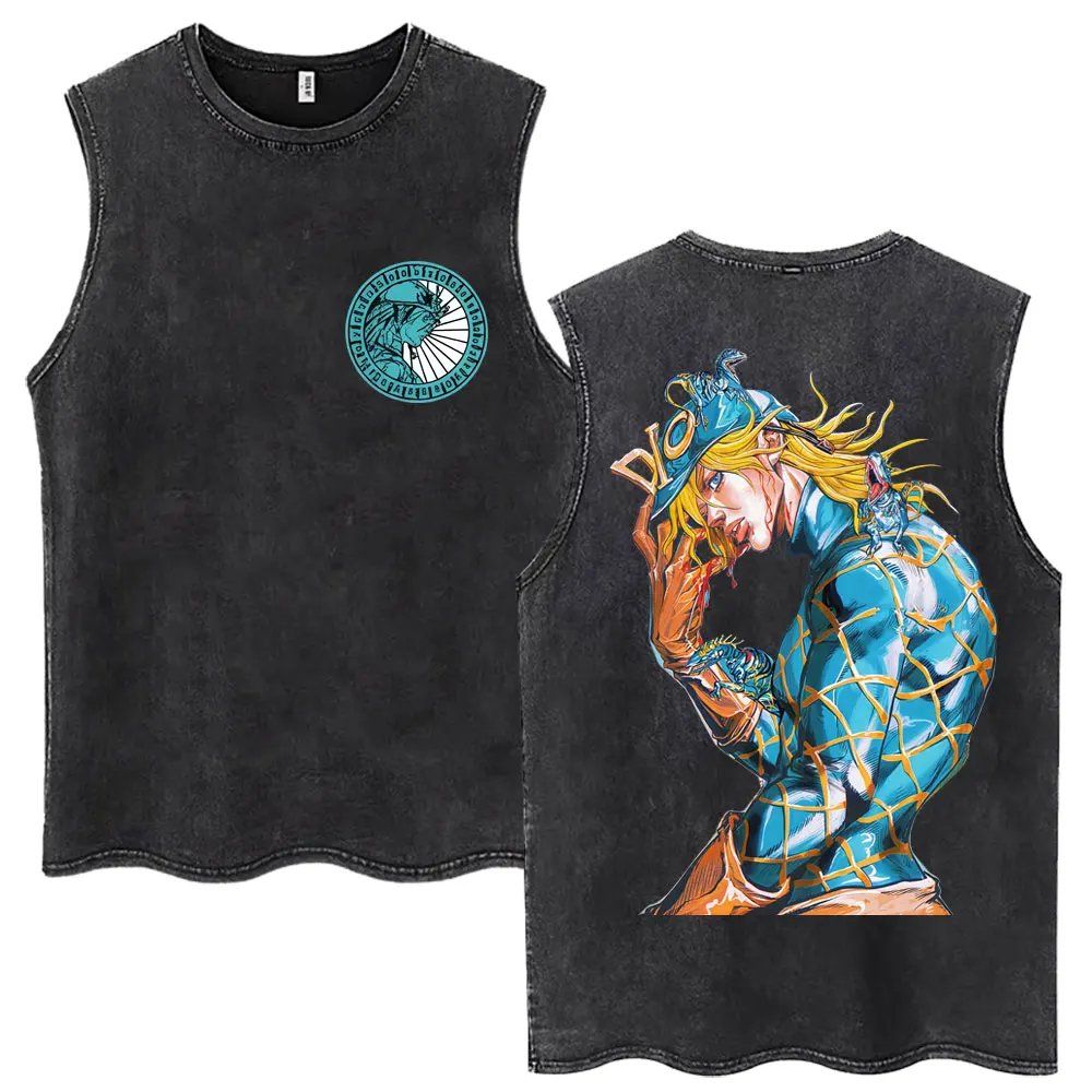 Anime Jojo Bizarre Adventure STEEL BALL RUN Diego Brando PTTT0804 Washed Tank Tops Men