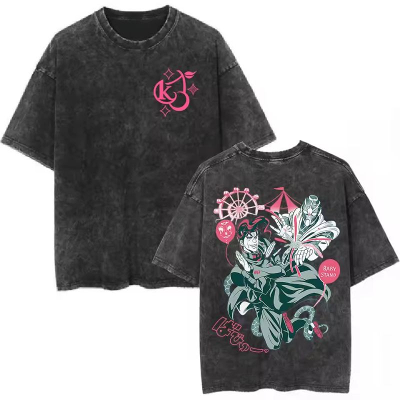 Acid-Wash Graphic PTTT249 Jojo Bizarre Adventure T-shirt